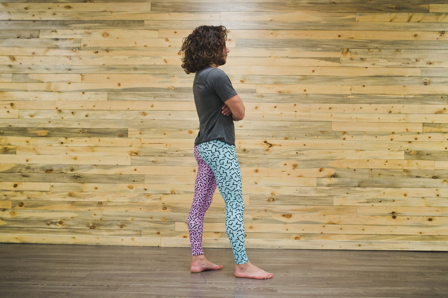 Pink and blue abstract- athleisure unisex leggings