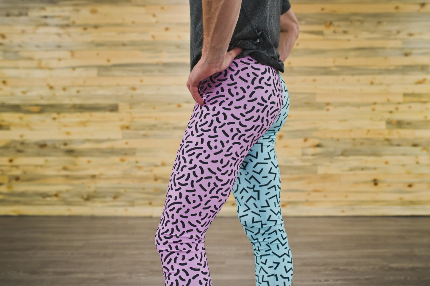 Pink and blue abstract- athleisure unisex leggings