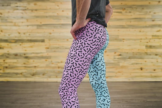 Pink and blue abstract- athleisure unisex leggings