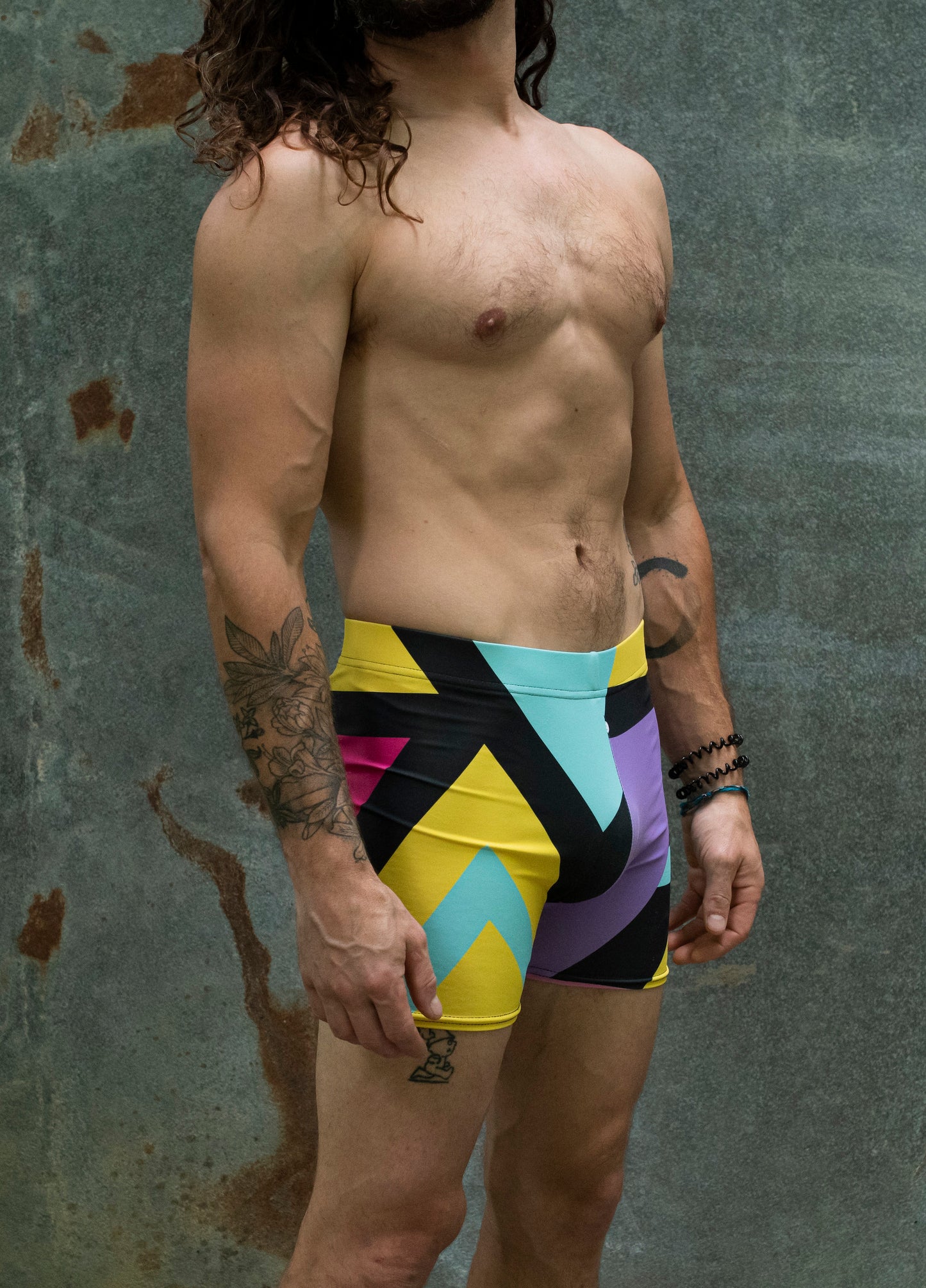 Neon geometric retro - athleisure unisex shorts