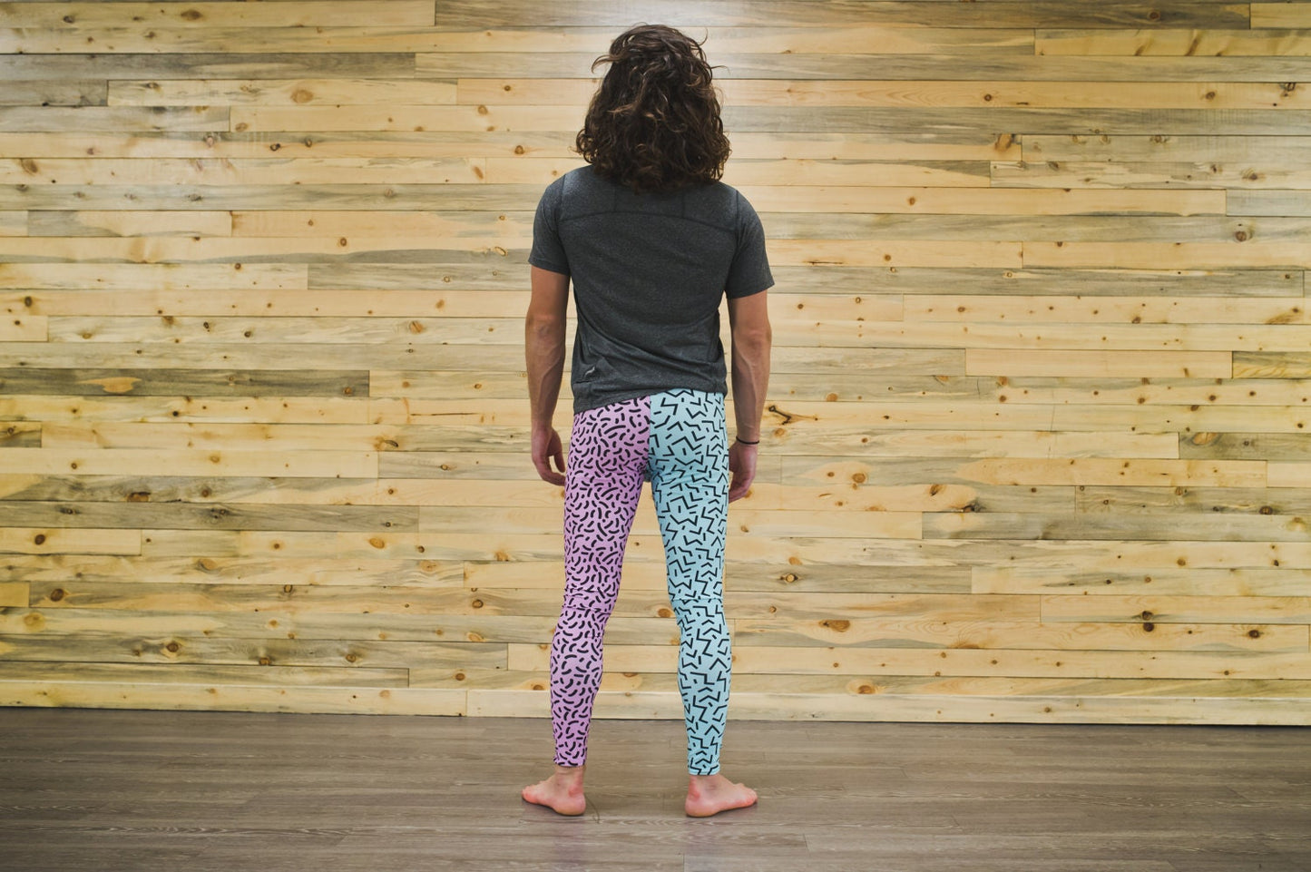 Pink and blue abstract- athleisure unisex leggings