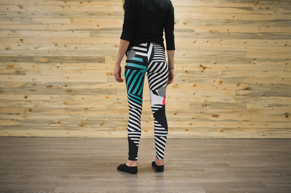 Abstract striped zebra - athleisure unisex leggings