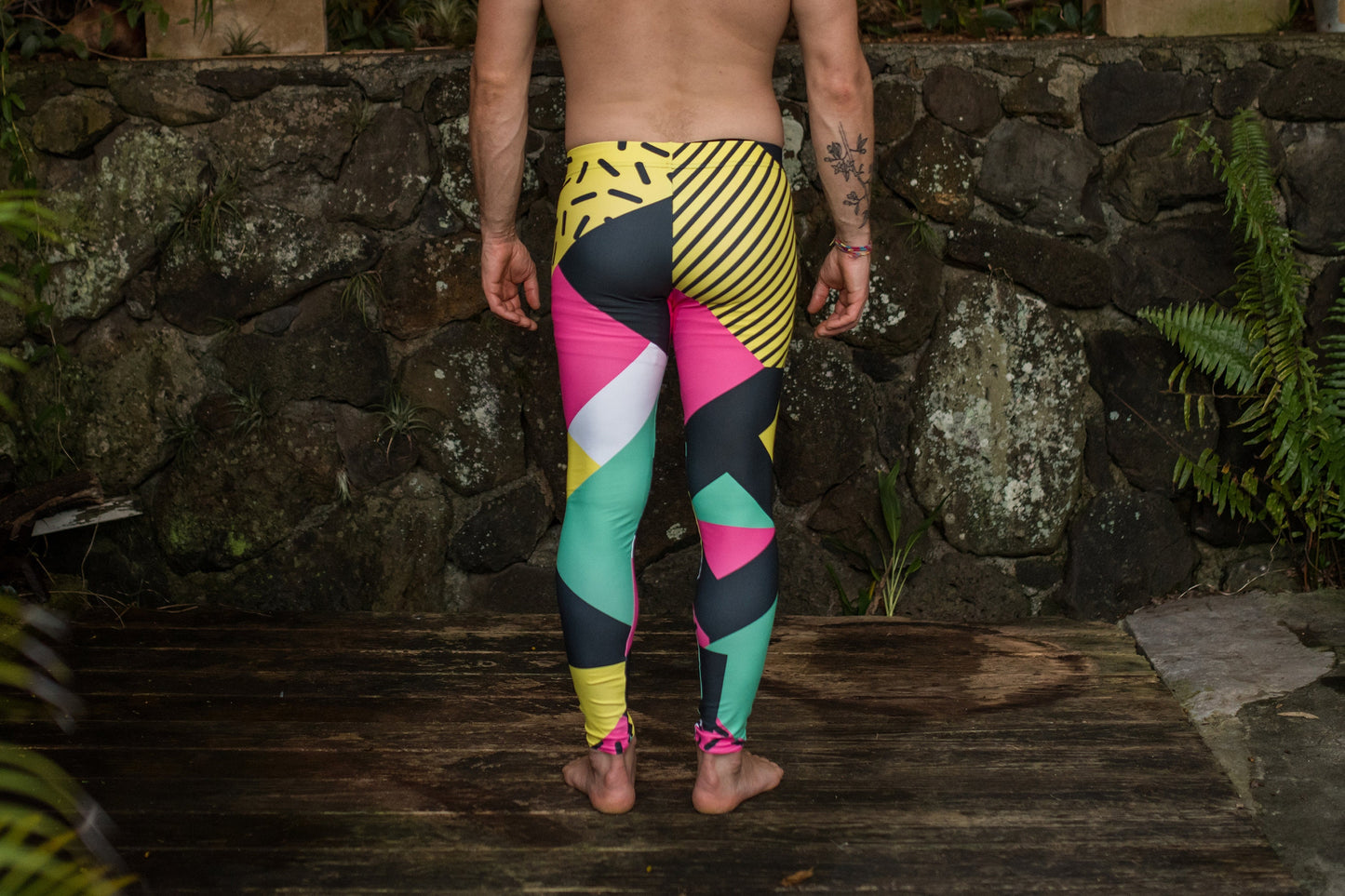 Neon geometric redux - athleisure unisex leggings