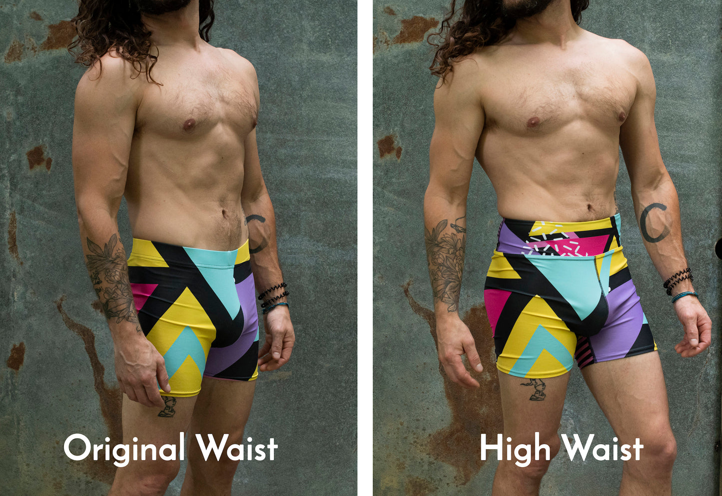 Neon geometric retro - athleisure unisex shorts