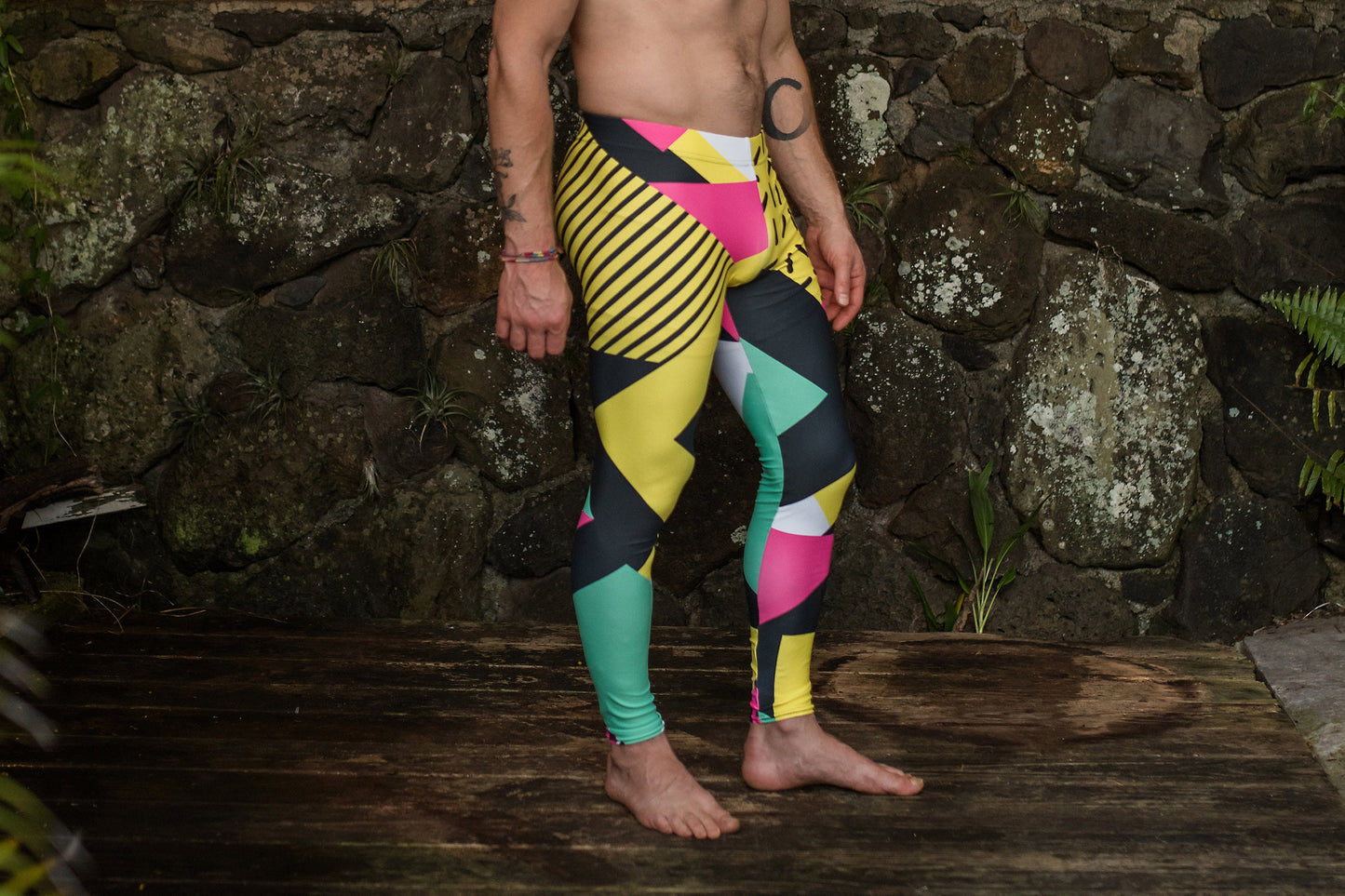 Neon geometric redux - athleisure unisex leggings