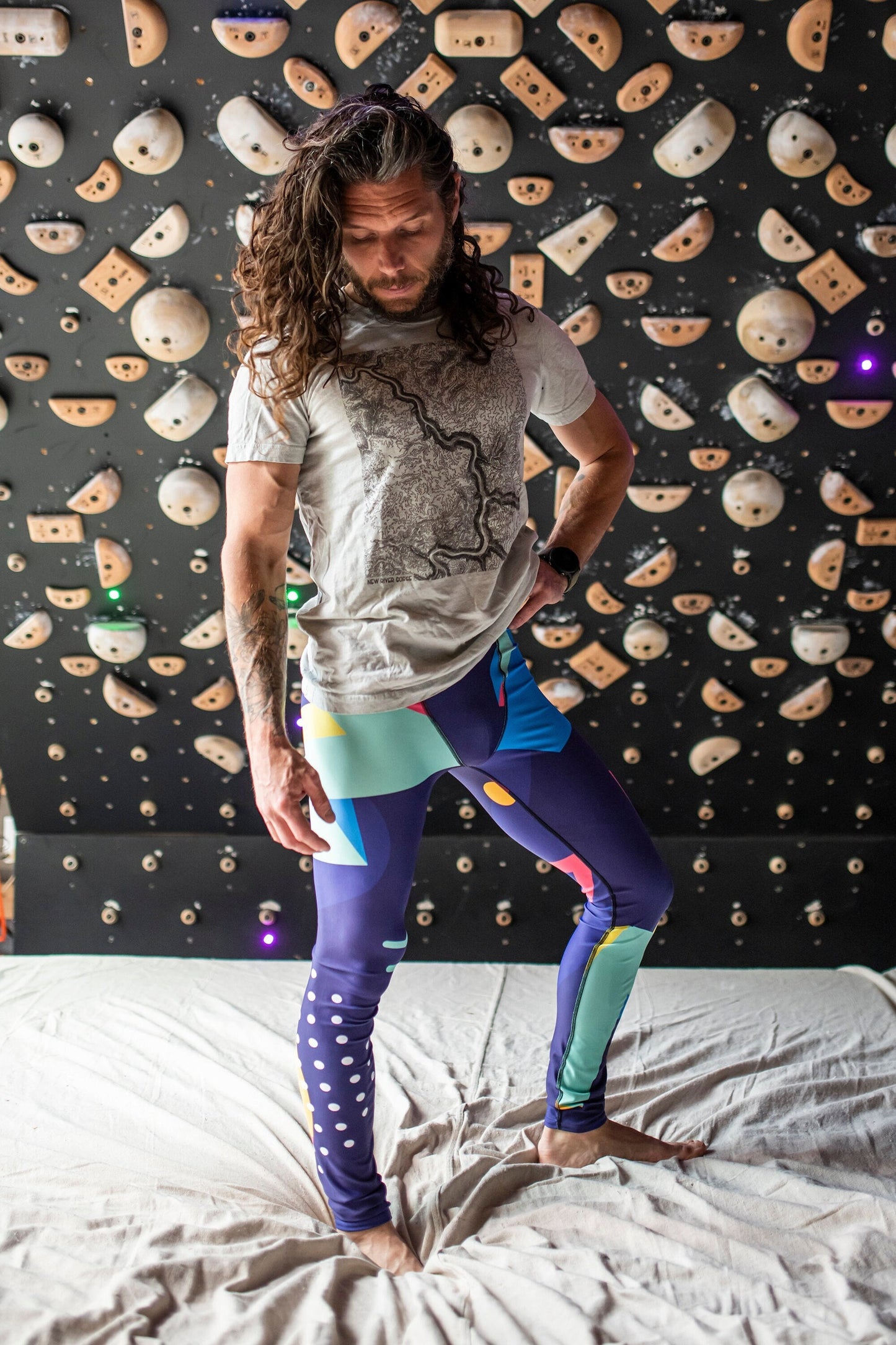 Purple and coral - athleisure unisex leggings