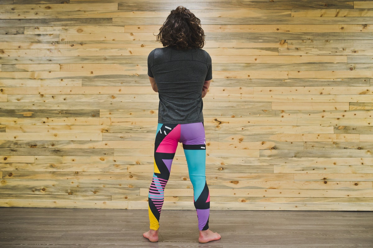 Neon geometric retro - athleisure unisex leggings