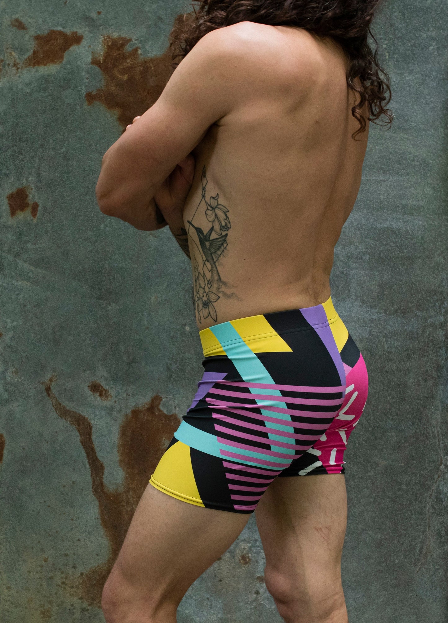 Neon geometric retro - athleisure unisex shorts