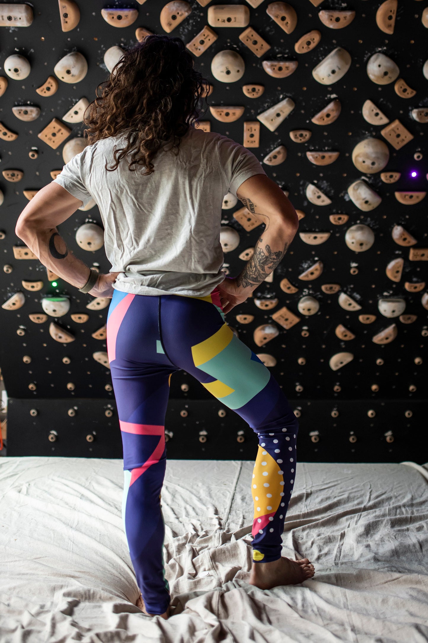 Purple and coral - athleisure unisex leggings