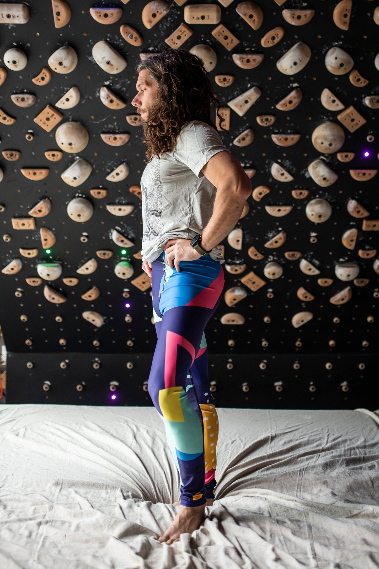 Purple and coral - athleisure unisex leggings
