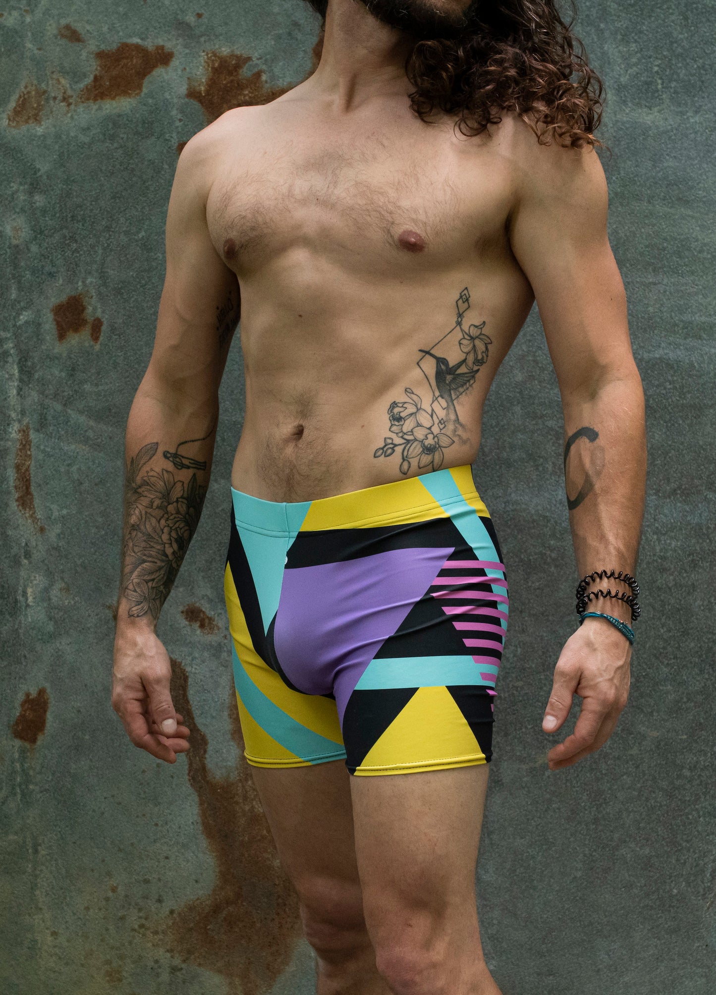 Neon geometric retro - athleisure unisex shorts