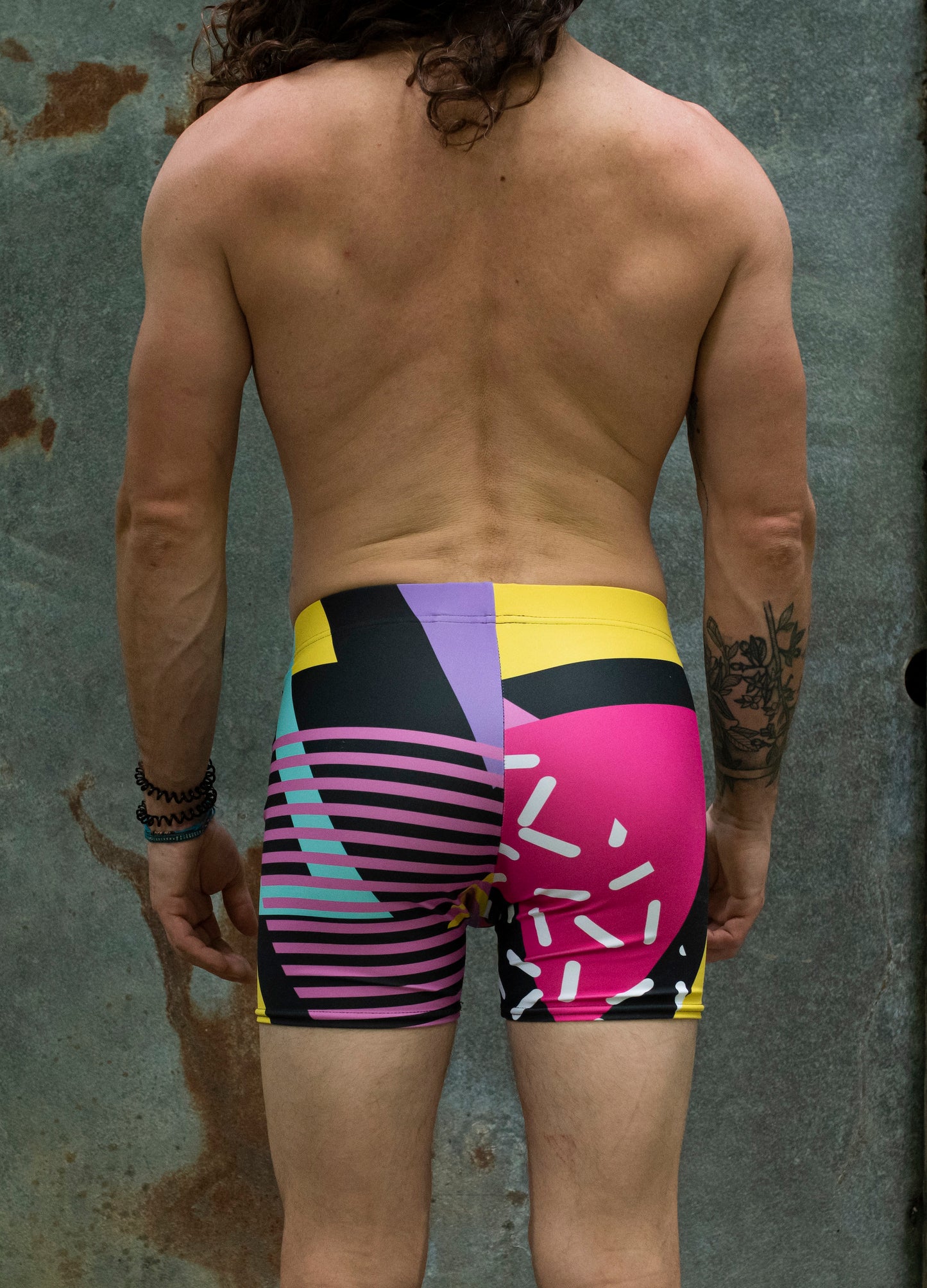 Neon geometric retro - athleisure unisex shorts