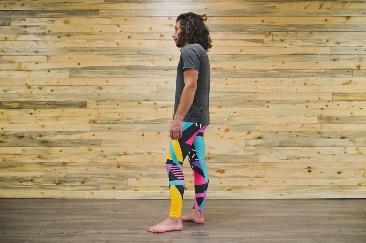 Neon geometric retro - athleisure unisex leggings