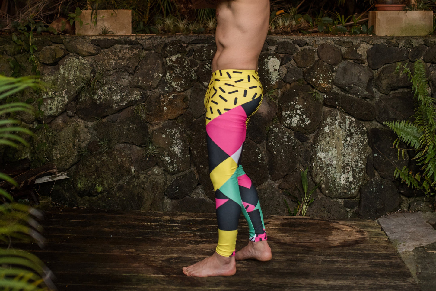 Neon geometric redux - athleisure unisex leggings