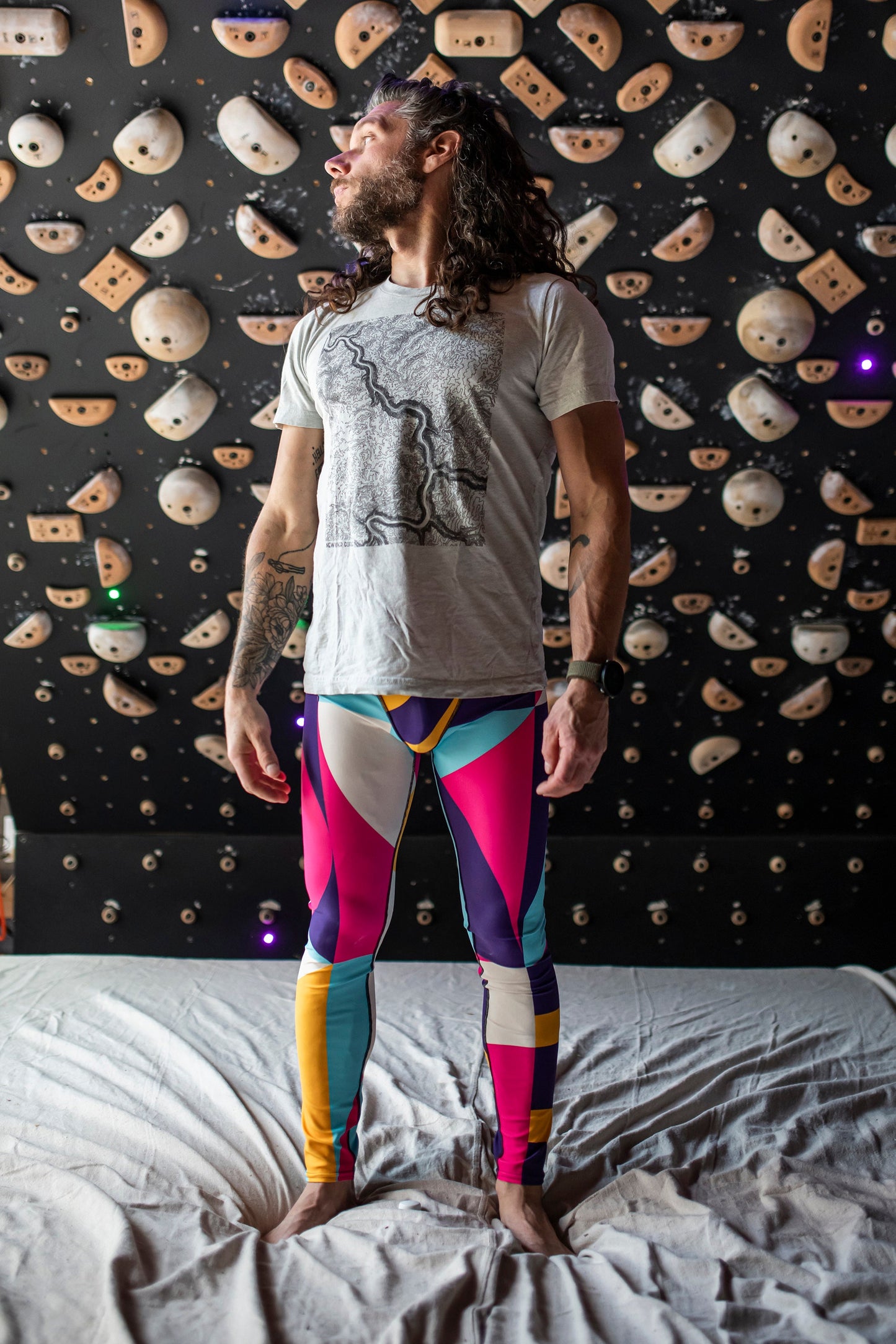Coral sunburst  - athleisure unisex leggings