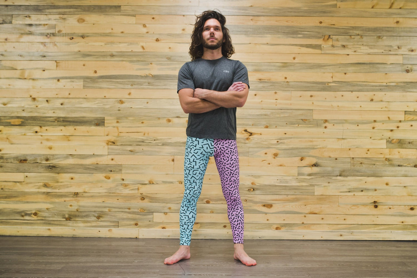 Pink and blue abstract- athleisure unisex leggings